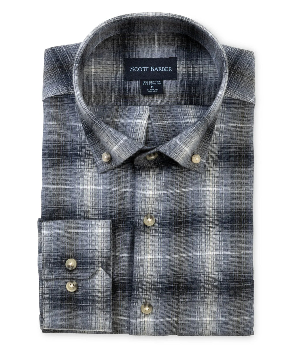 Cotton/Cashmere Flannel Ombre Plaid