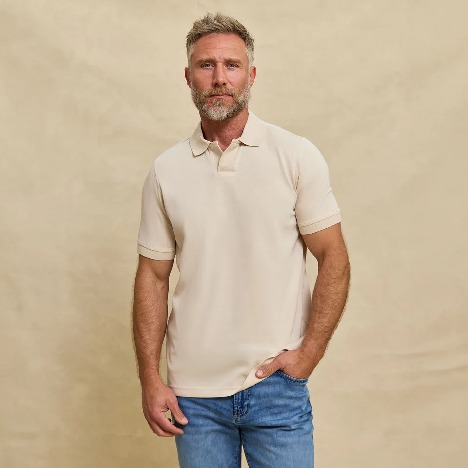 THE YATES - SAND WASHED DOUBLE KNIT SS POLO