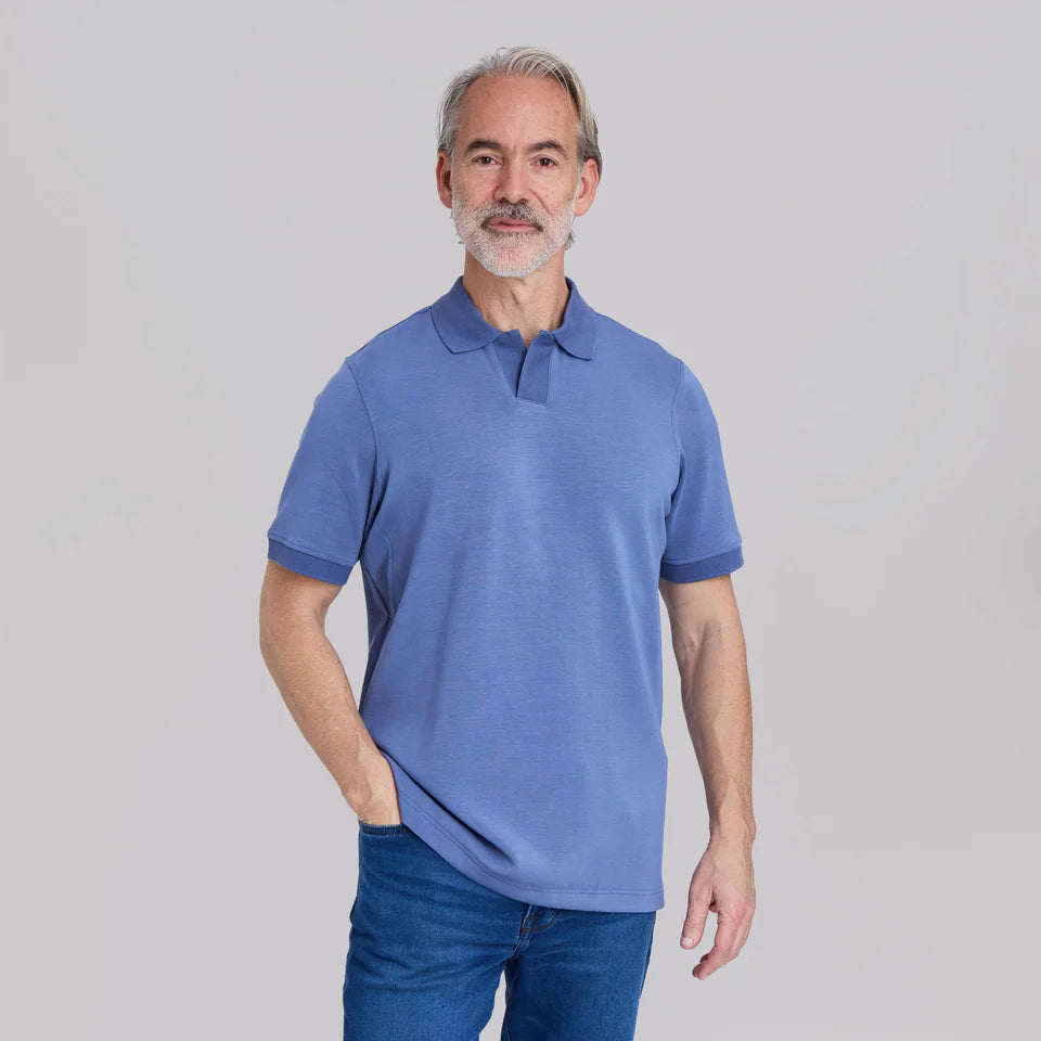 THE YATES - SAND WASHED DOUBLE KNIT SS POLO