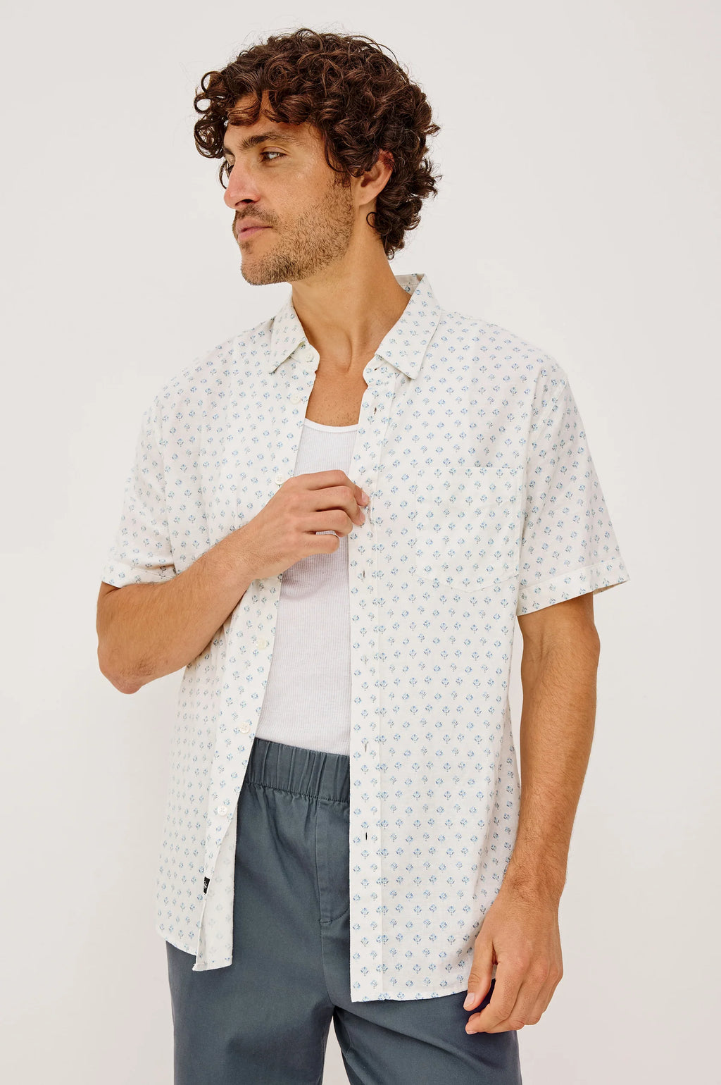 Carson Shirt White Blue Block