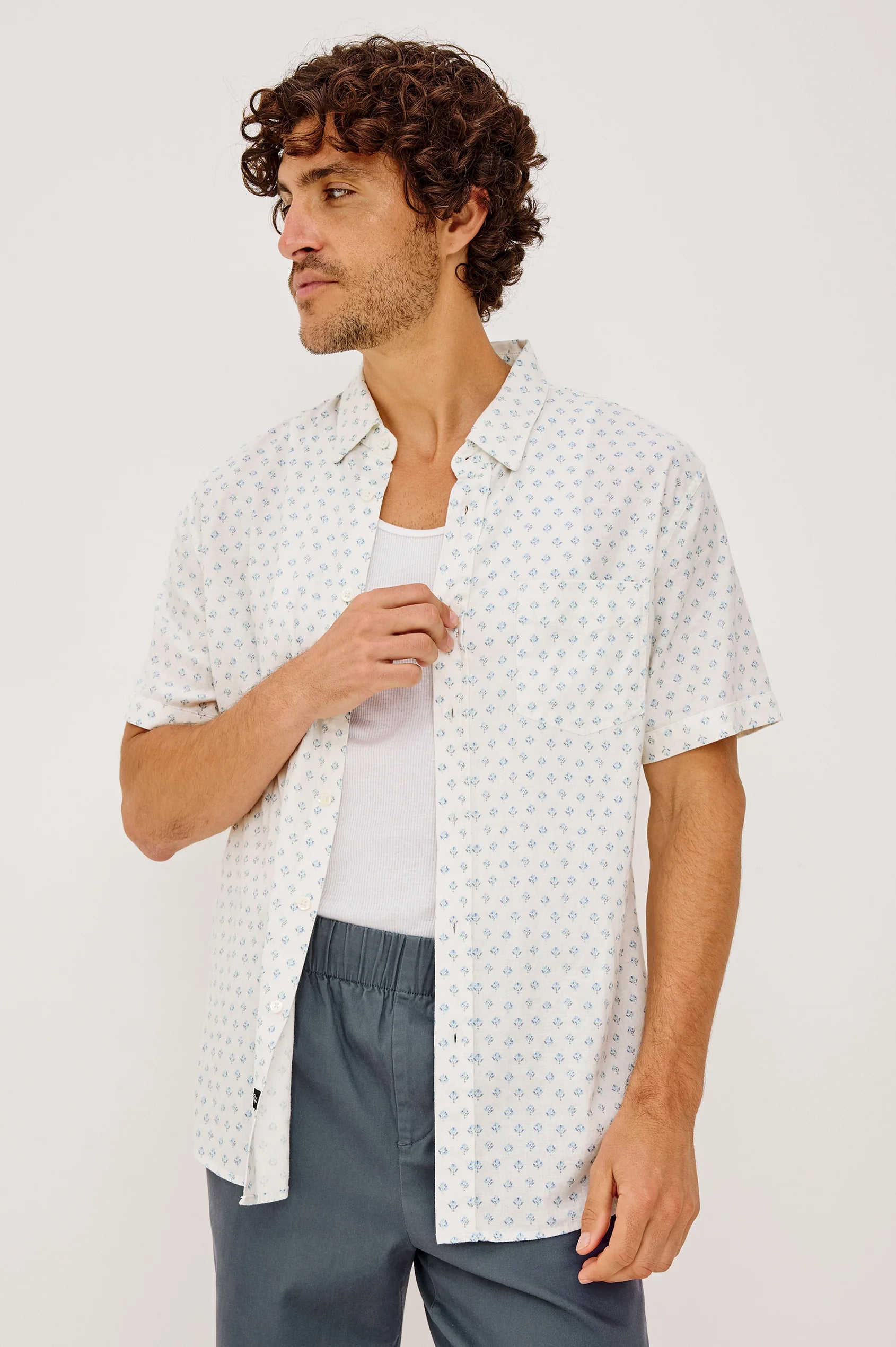 Carson Shirt White Blue Block