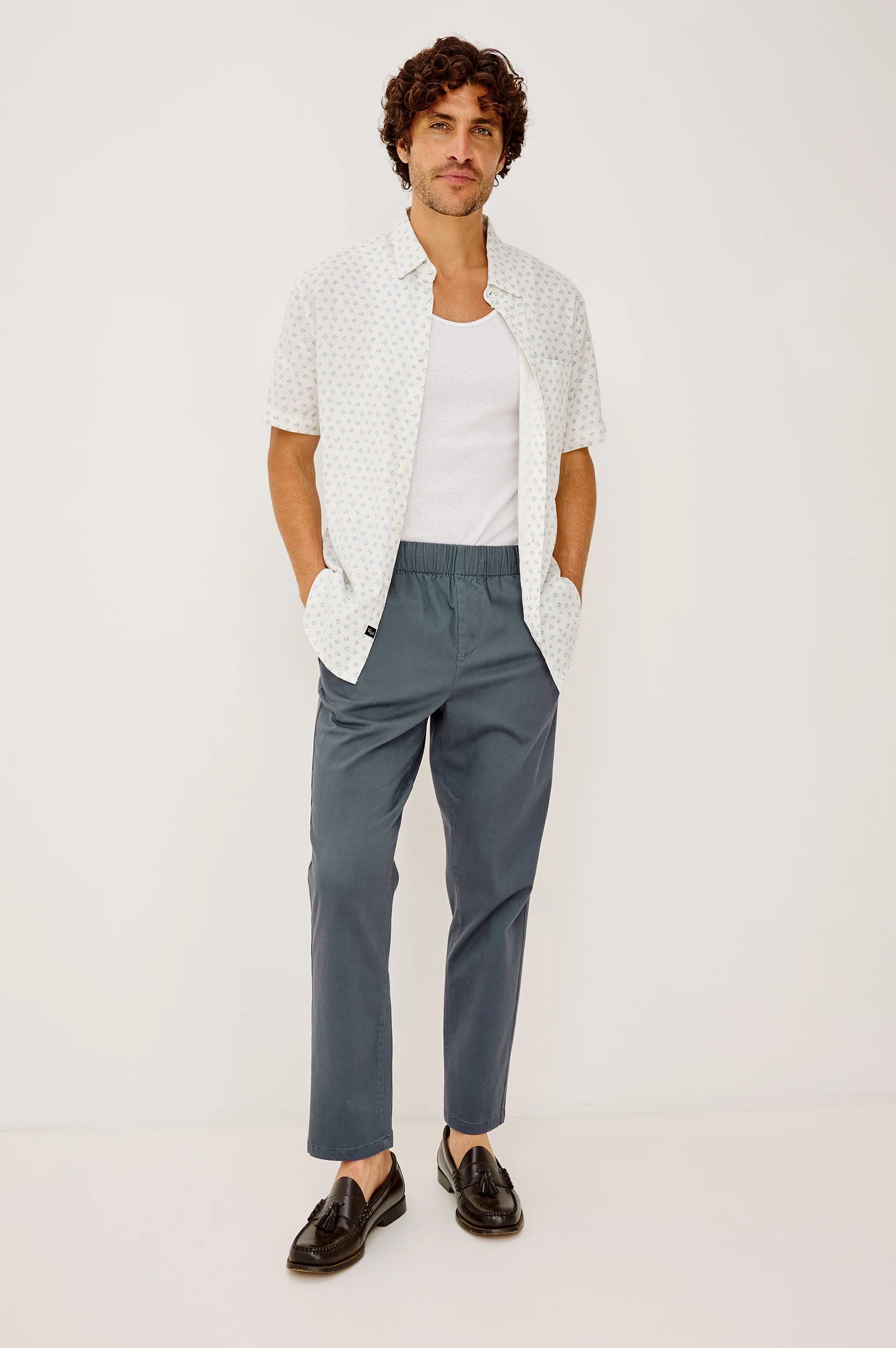 Carson Shirt White Blue Block