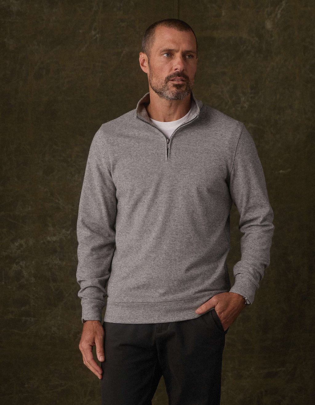 Brushed Textured Knit Quarterzip