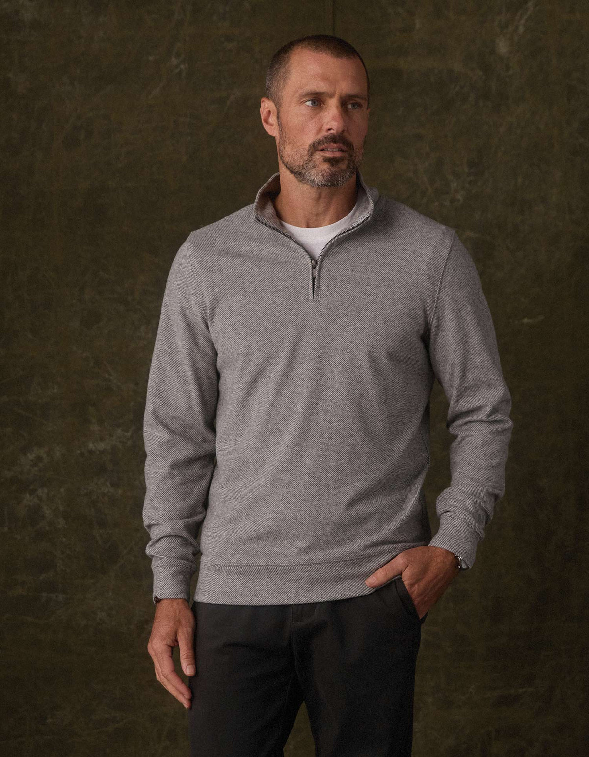 Brushed Textured Knit Quarterzip