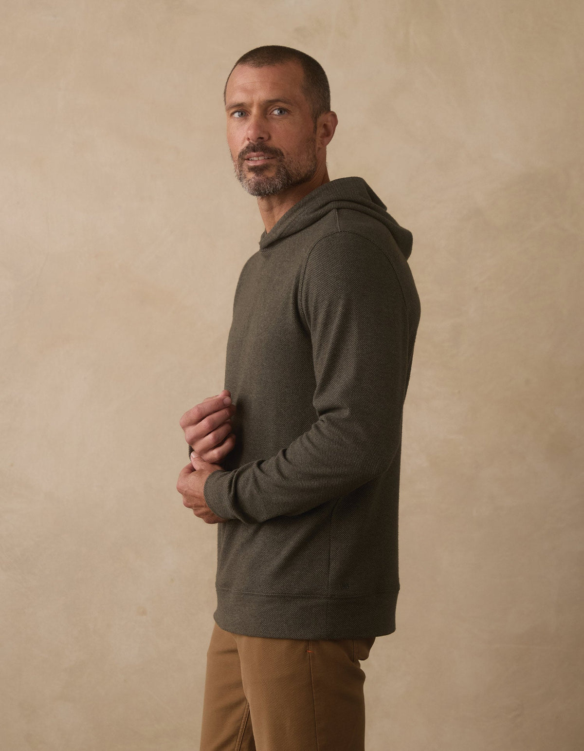Brushed Textured Knit Hoodie in