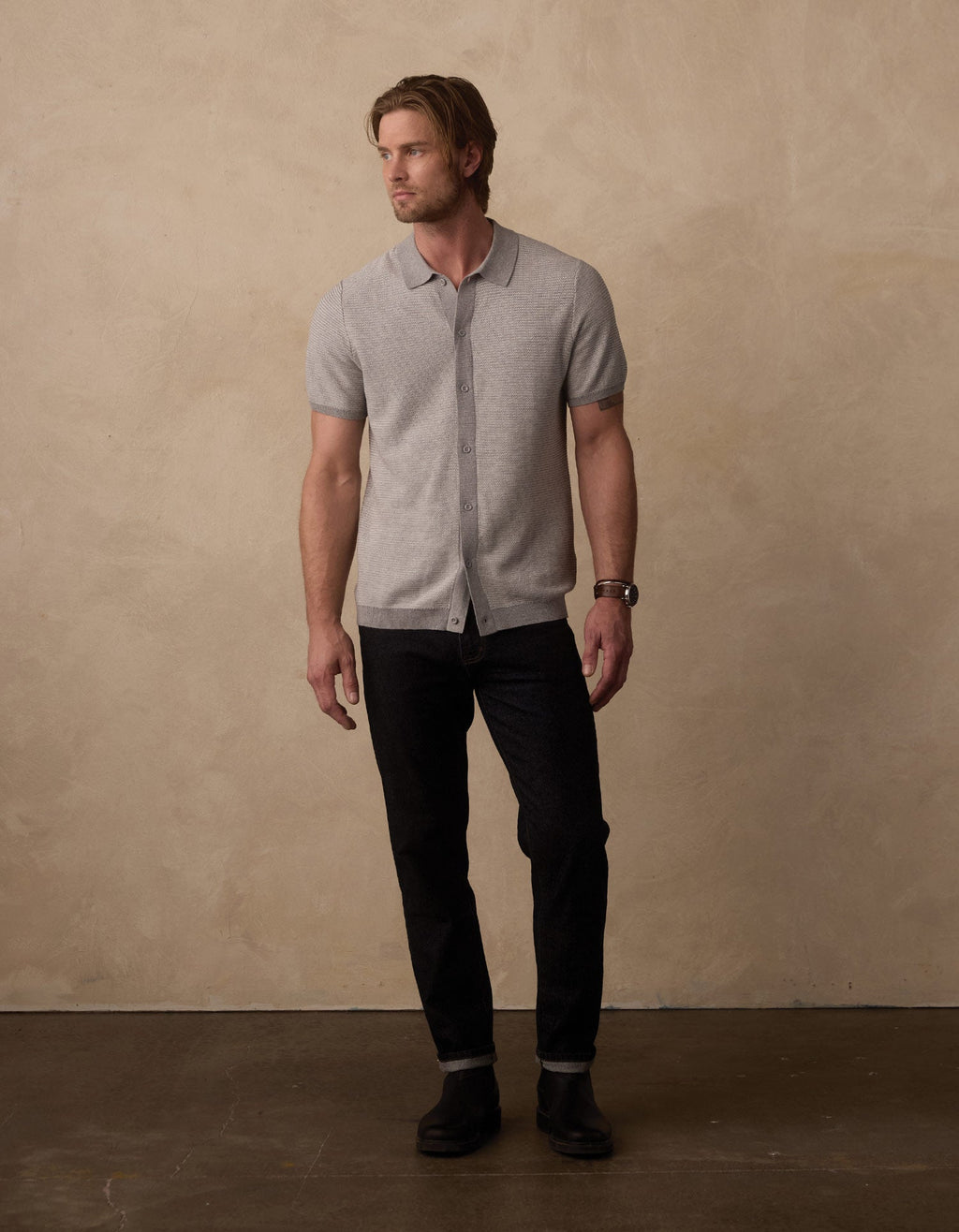 Robles Birdseye Knit Button Up